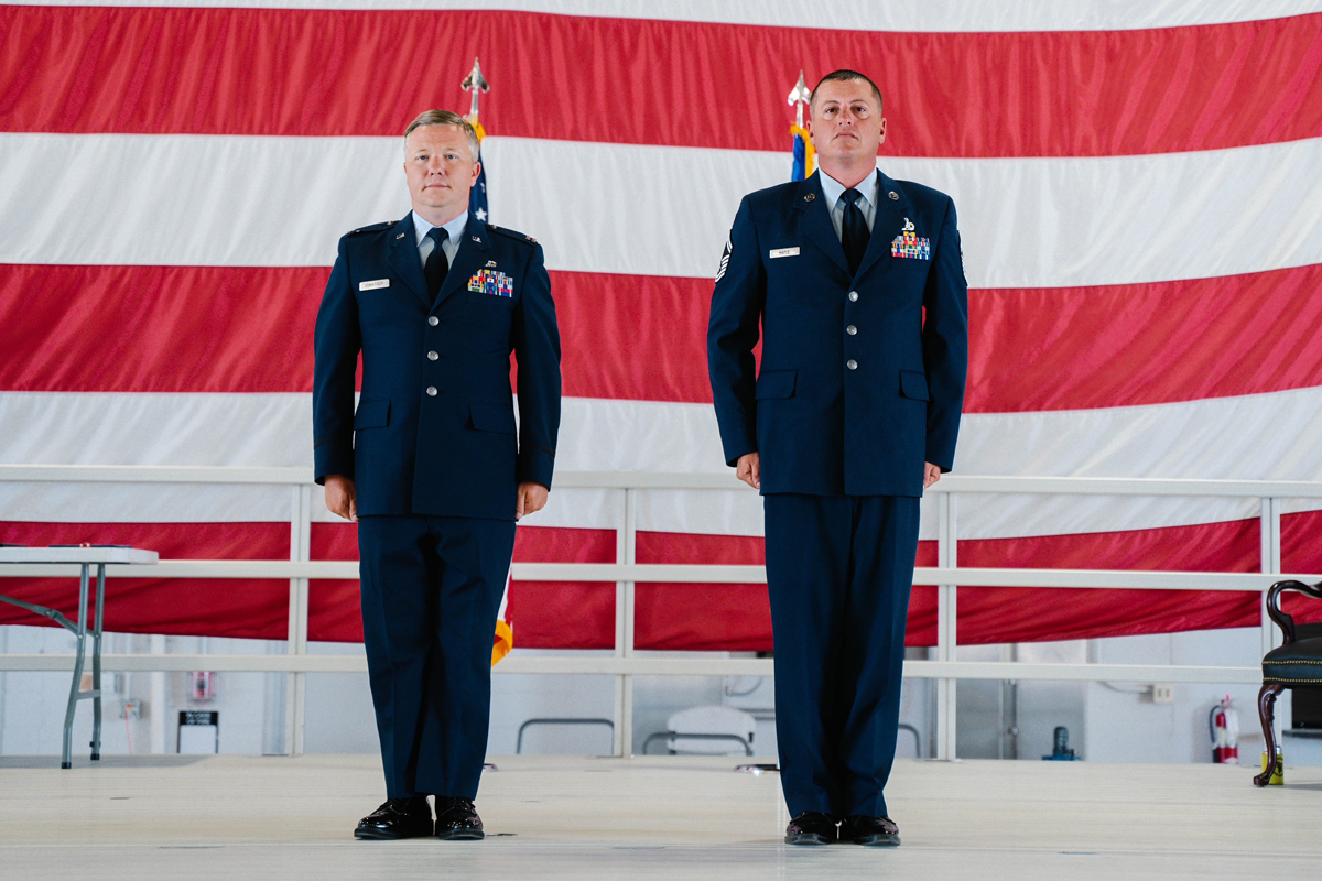 Brian Maple retirement ceremony from USAF presented with retirement papers